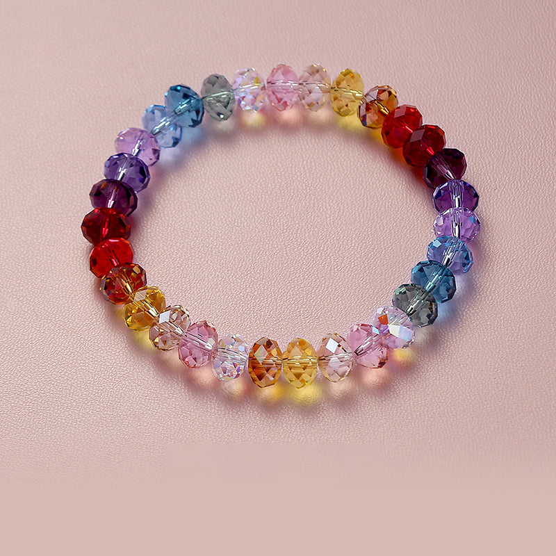 Rainbow Sparkle Multi-Faceted Austrian Crystal Bracelet – Personalized Engraving Available