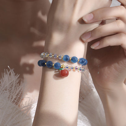 Peace Fruit Double-Layer Crystal Bracelet – Apple Charm Edition