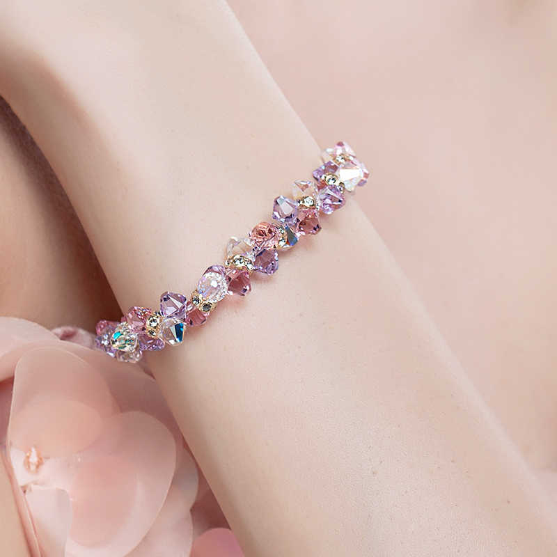 Aurora Crystal Cluster Charm Bracelet – Multicolor Glamour Edition