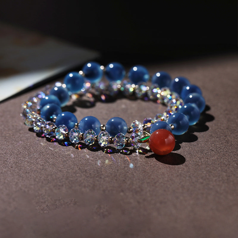 Peace Fruit Double-Layer Crystal Bracelet – Apple Charm Edition