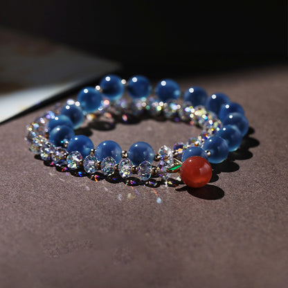 Peace Fruit Double-Layer Crystal Bracelet – Apple Charm Edition