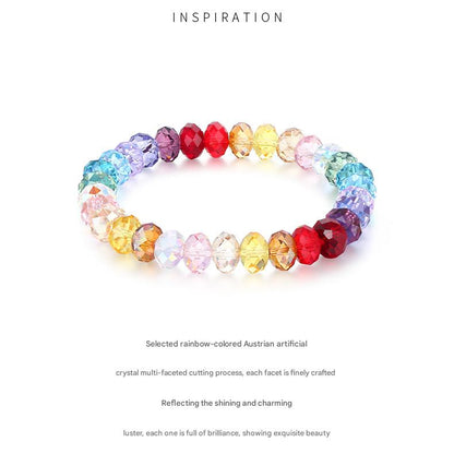 Rainbow Sparkle Multi-Faceted Austrian Crystal Bracelet – Personalized Engraving Available