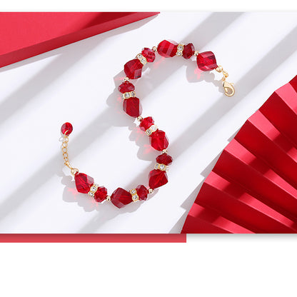Sparkling Love  Austrian Crystal Bracelet Red | Clear | Champagne Gold