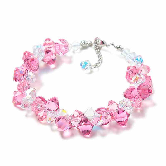 Pink Rose Clear Sparkling Austria Crystal Bracelet