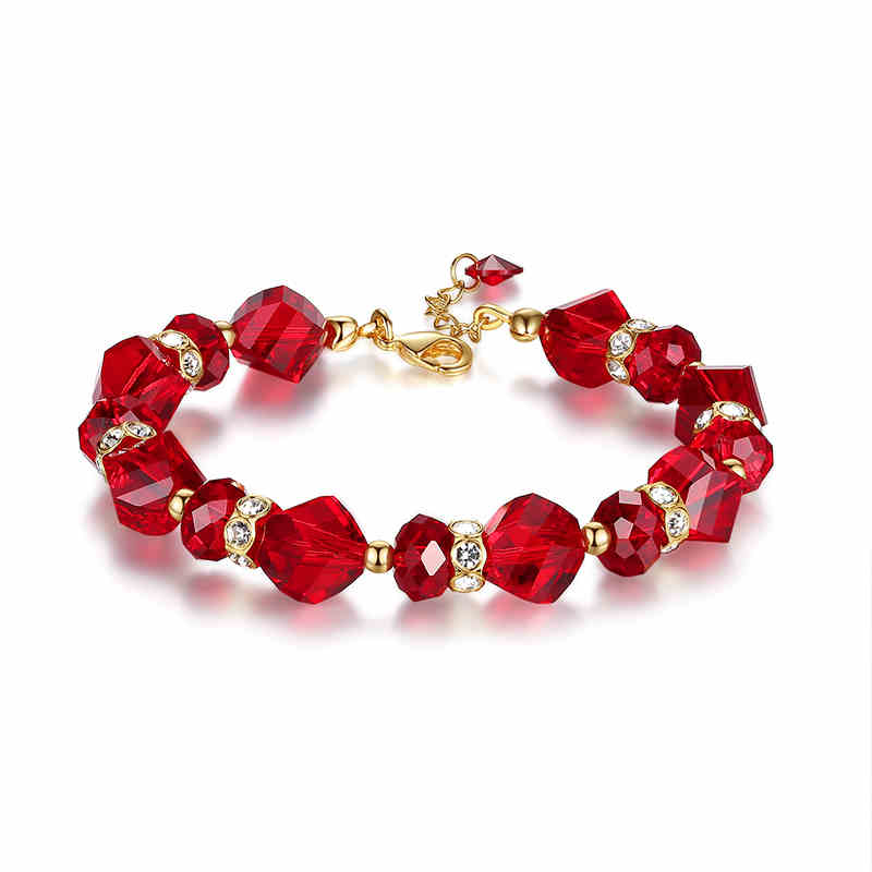 Sparkling Love  Austrian Crystal Bracelet Red | Clear | Champagne Gold