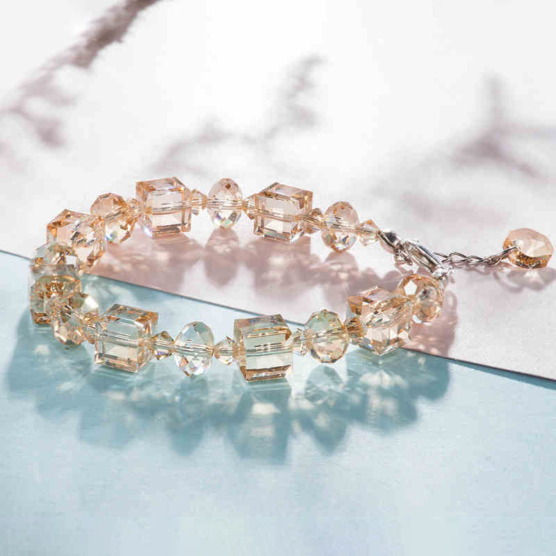 Cubic Cut 6-Color Crystal Bracelet with Zodiac Series Compatible