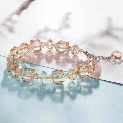Cubic Cut 6-Color Crystal Bracelet with Zodiac Series Compatible