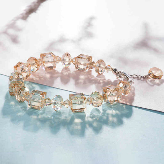 Cubic Cut 6-Color Crystal Bracelet with Zodiac Series Compatible