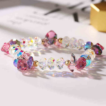 Pink Rose Clear Sparkling Austria Crystal Bracelet
