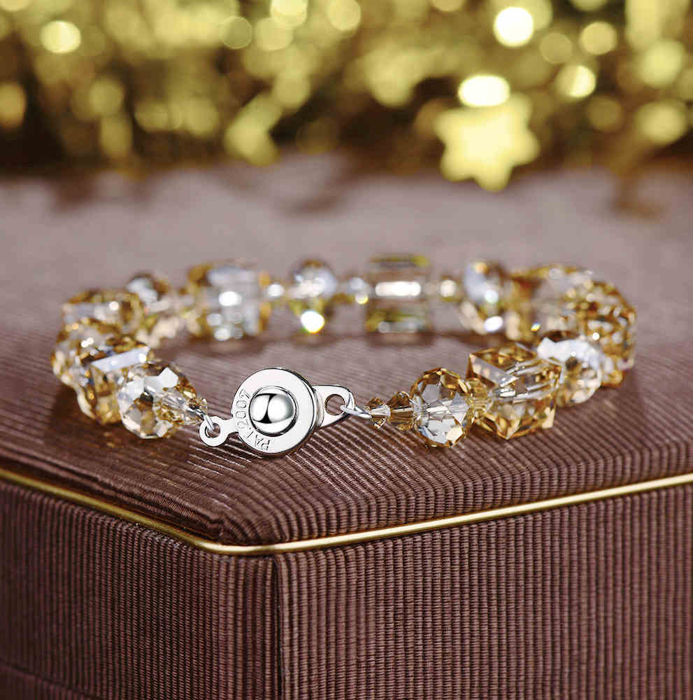 Cubic Cut 6-Color Crystal Bracelet with Zodiac Series Compatible