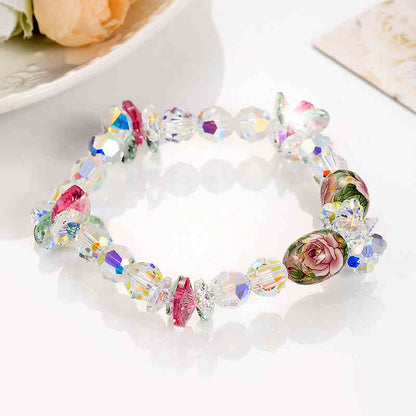Pink Rose Clear Sparkling Austria Crystal Bracelet