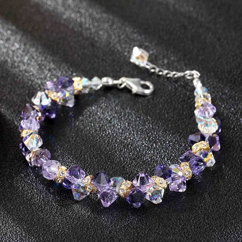Aurora Crystal Cluster Charm Bracelet – Multicolor Glamour Edition
