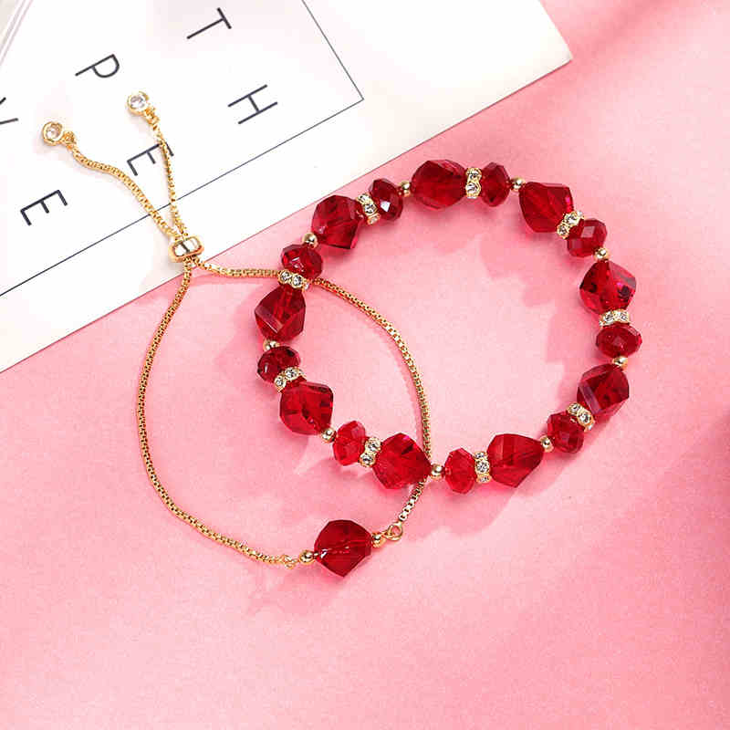 Sparkling Love  Austrian Crystal Bracelet Red | Clear | Champagne Gold