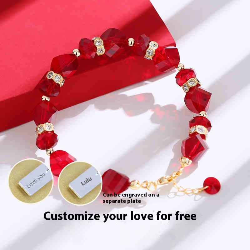 Sparkling Love  Austrian Crystal Bracelet Red | Clear | Champagne Gold