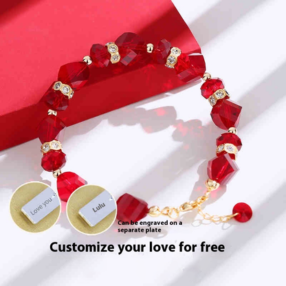 Sparkling Love  Austrian Crystal Bracelet Red | Clear | Champagne Gold
