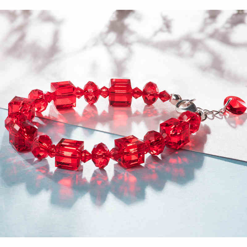 Cubic Cut 6-Color Crystal Bracelet with Zodiac Series Compatible