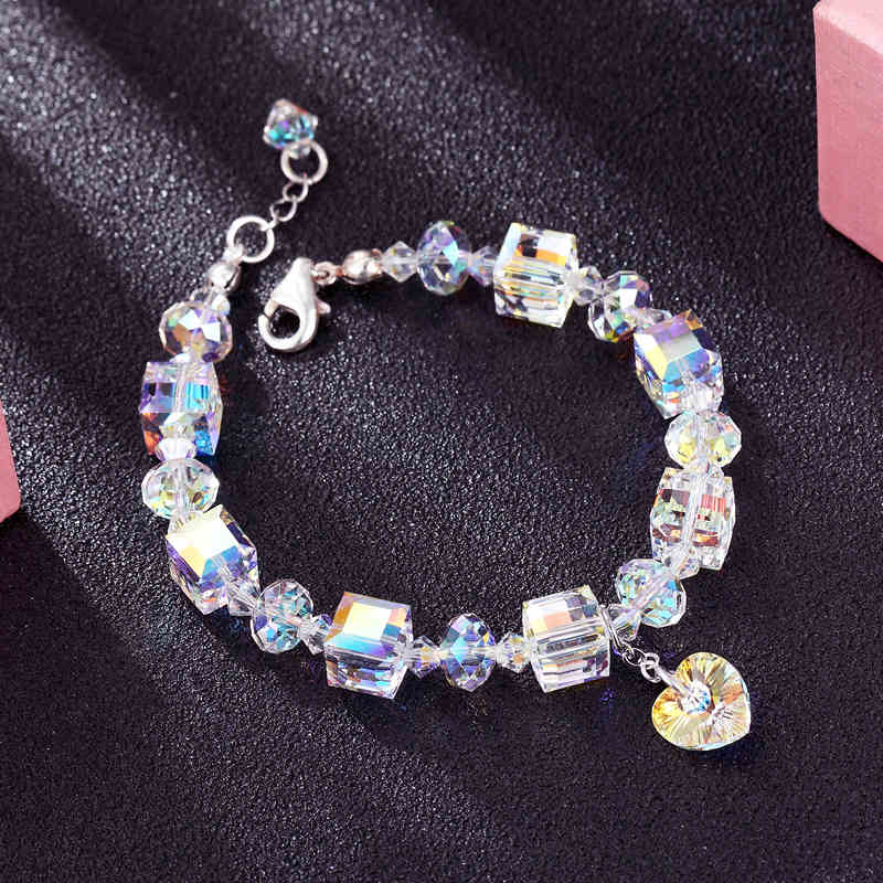 Cubic Cut 6-Color Crystal Bracelet with Zodiac Series Compatible