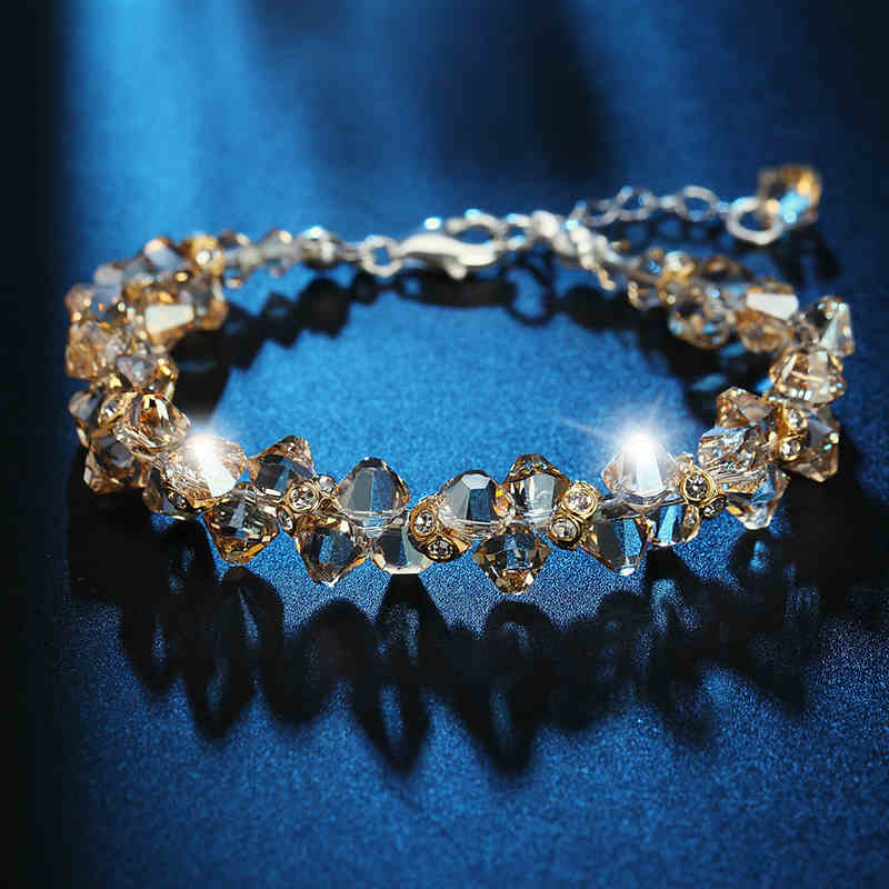 Aurora Crystal Cluster Charm Bracelet – Multicolor Glamour Edition