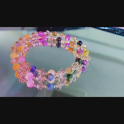Multicolor Tourmaline Crystal Double Layer Bracelet – Abundance & Balance